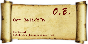 Orr Belián névjegykártya